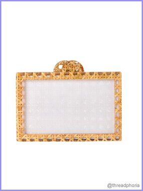 Women Acrylic Handbag Rattan Woven Pattern Square Box Crossbody Shoulder Bag